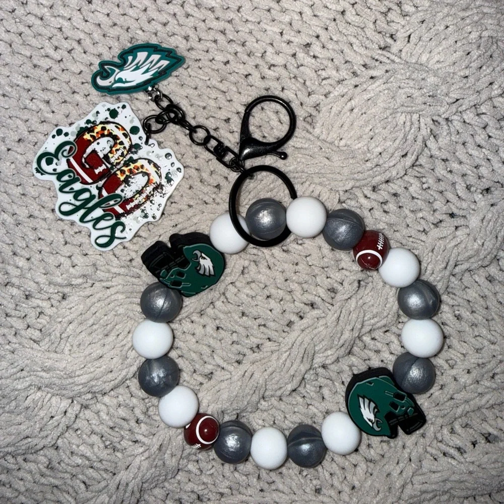 Philadelphia Eagles Beaded Keychain Wristlet 🦅💚🏈